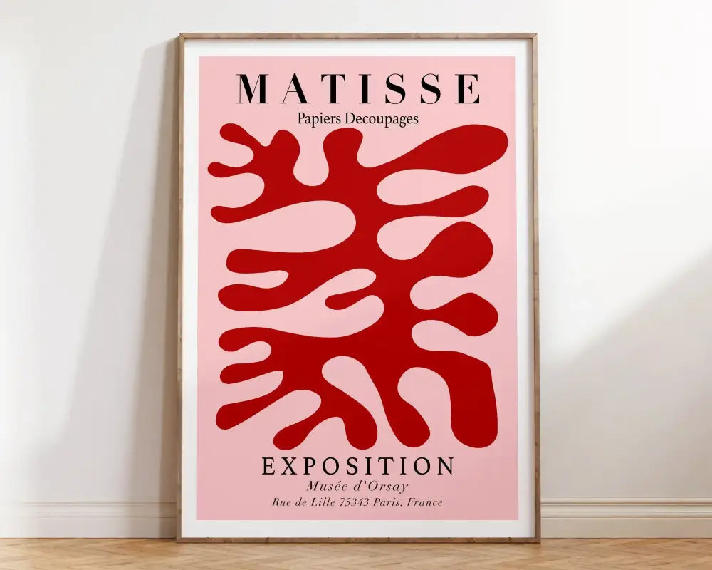 Matisse botanical flower poster orange & pink framed living room art