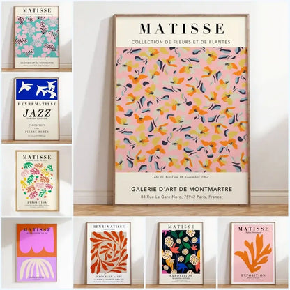Matisse botanical flower poster orange & pink framed living room art