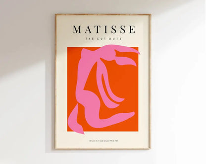 Matisse floral art pink and turquoise framed poster living room decor