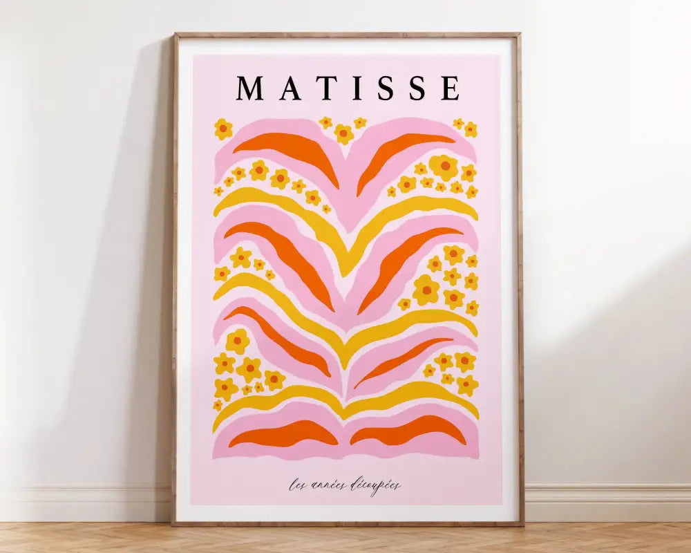 Matisse floral art print blue and white framed poster living room