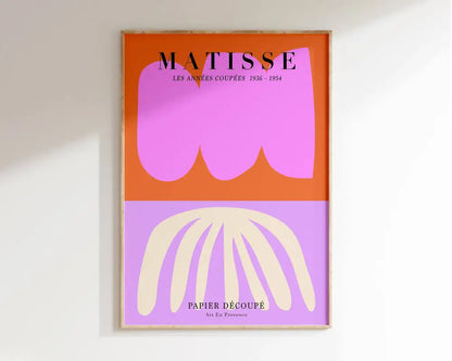 Matisse floral art pink and turquoise framed poster living room decor