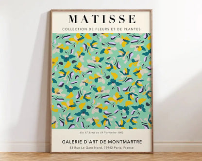 Matisse floral art blue & cream bird poster living room canvas