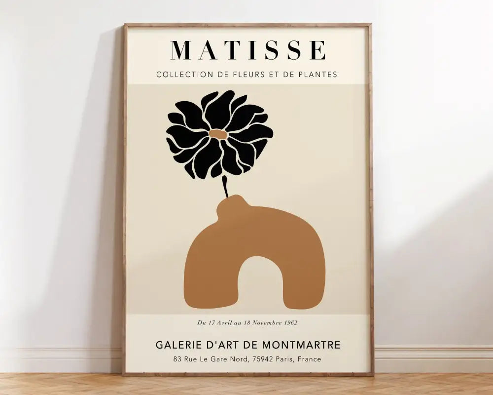 Minimalist beige matisse floral art print bedroom framed poster