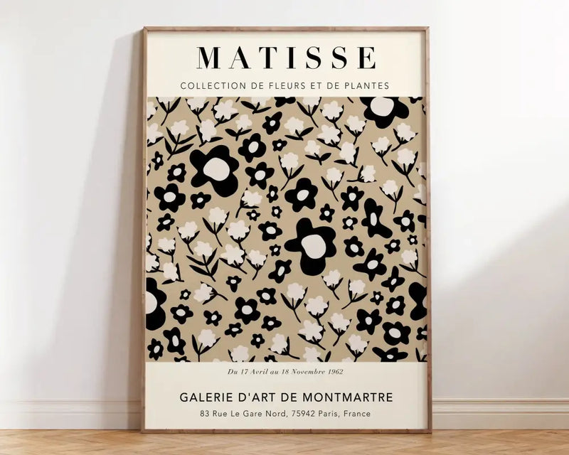 Minimalist beige matisse floral art print bedroom framed poster