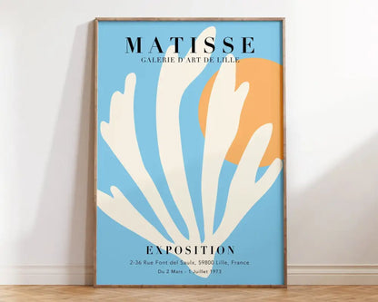 Abstract orange & lavender matisse floral art – living room poster