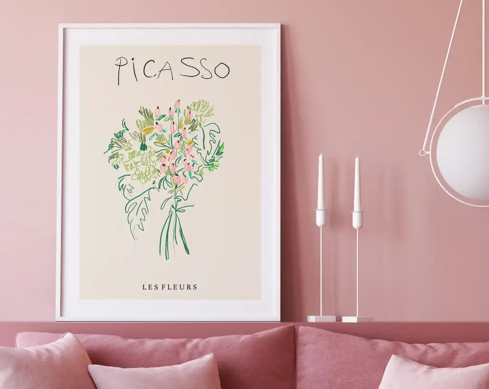 Abstract matisse floral art framed print living room wall decor