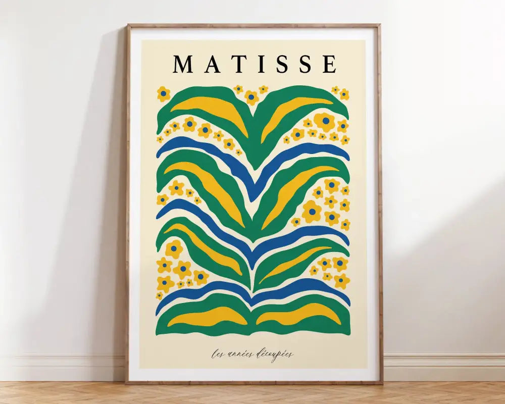 Abstract matisse floral art framed print living room wall decor