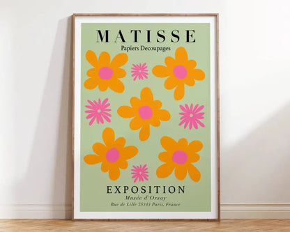 Matisse floral prints pink & orange framed wall art living room