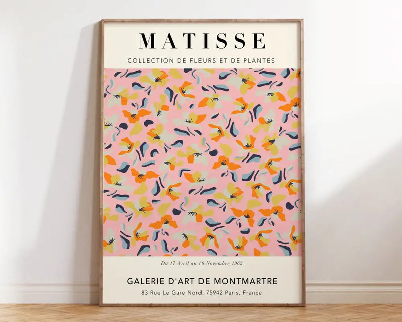 Matisse flower poster pink floral wall art for bedroom or living room