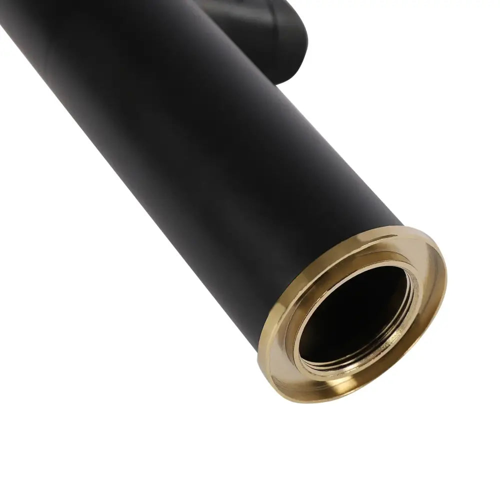 Modern matte black & gold dual water mode kitchen faucet