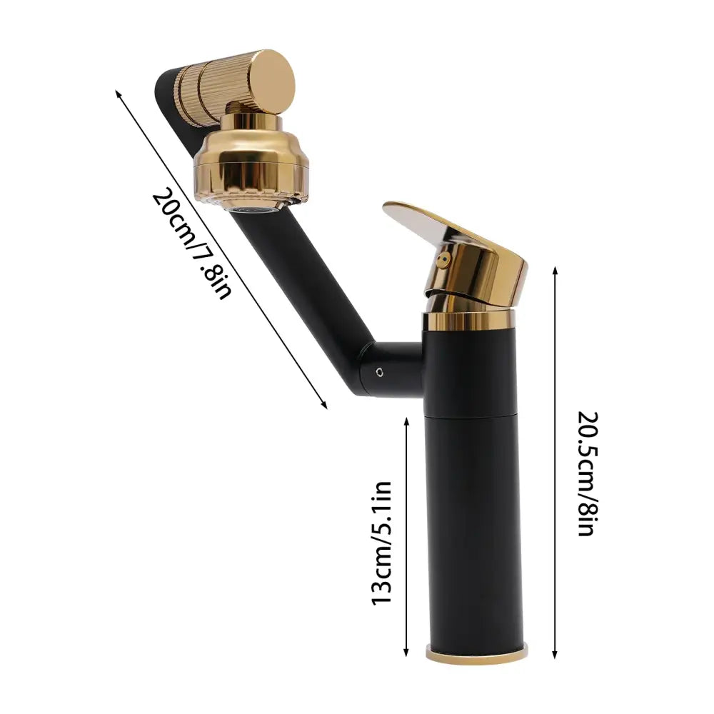 Modern matte black & gold dual water mode kitchen faucet