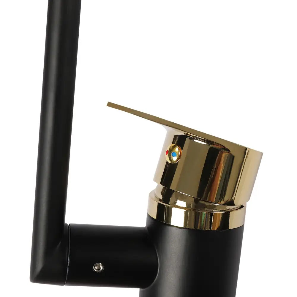 Modern matte black & gold dual water mode kitchen faucet