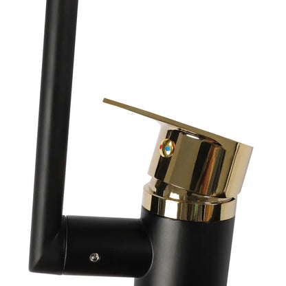Modern matte black & gold dual water mode kitchen faucet