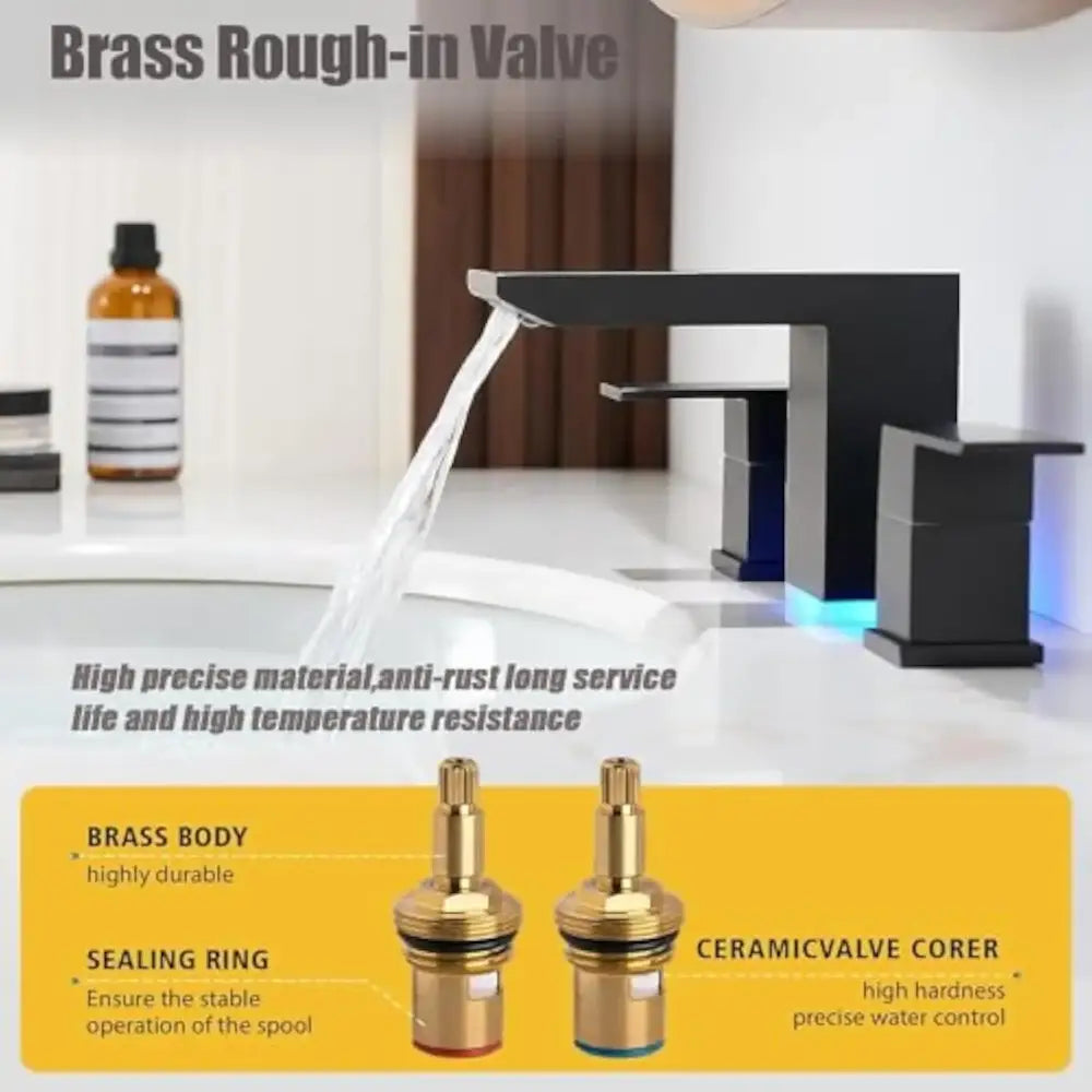 Modern matte black led waterfall bathroom sink faucet