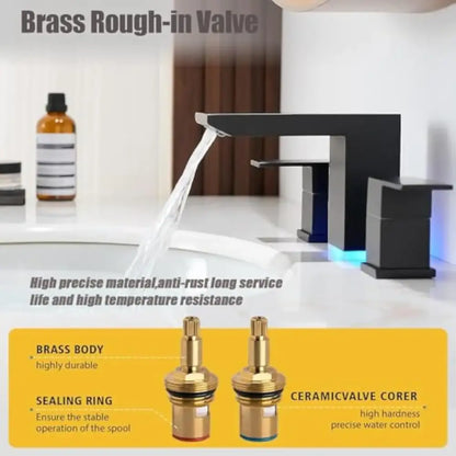 Modern matte black led waterfall bathroom sink faucet