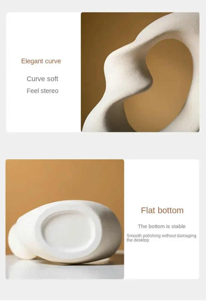Modern cream matte ceramic vase set living room organic decor