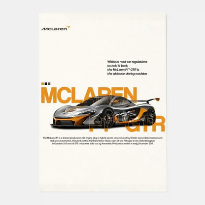 DecorBites™ Mclaren P1 GTR Luxury Poster for Home Decor