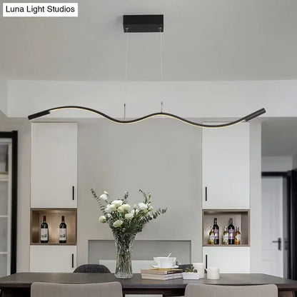 Modern black & white wavy led pendant light dining room fixture