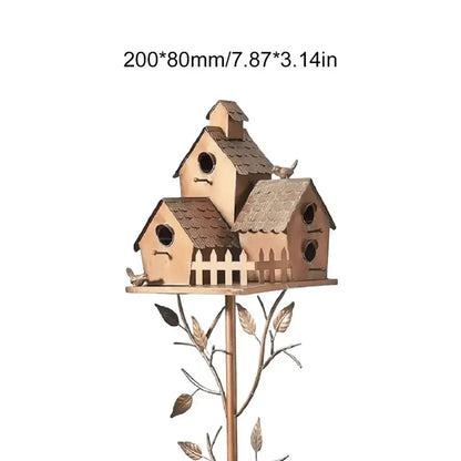 Ornate copper birdhouse garden stakes outdoor decor
