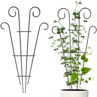 Ornate black wrought iron metal garden plant stand garden trellis
