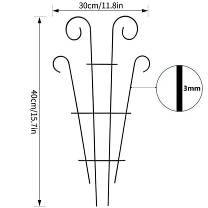Ornate black wrought iron metal garden plant stand garden trellis