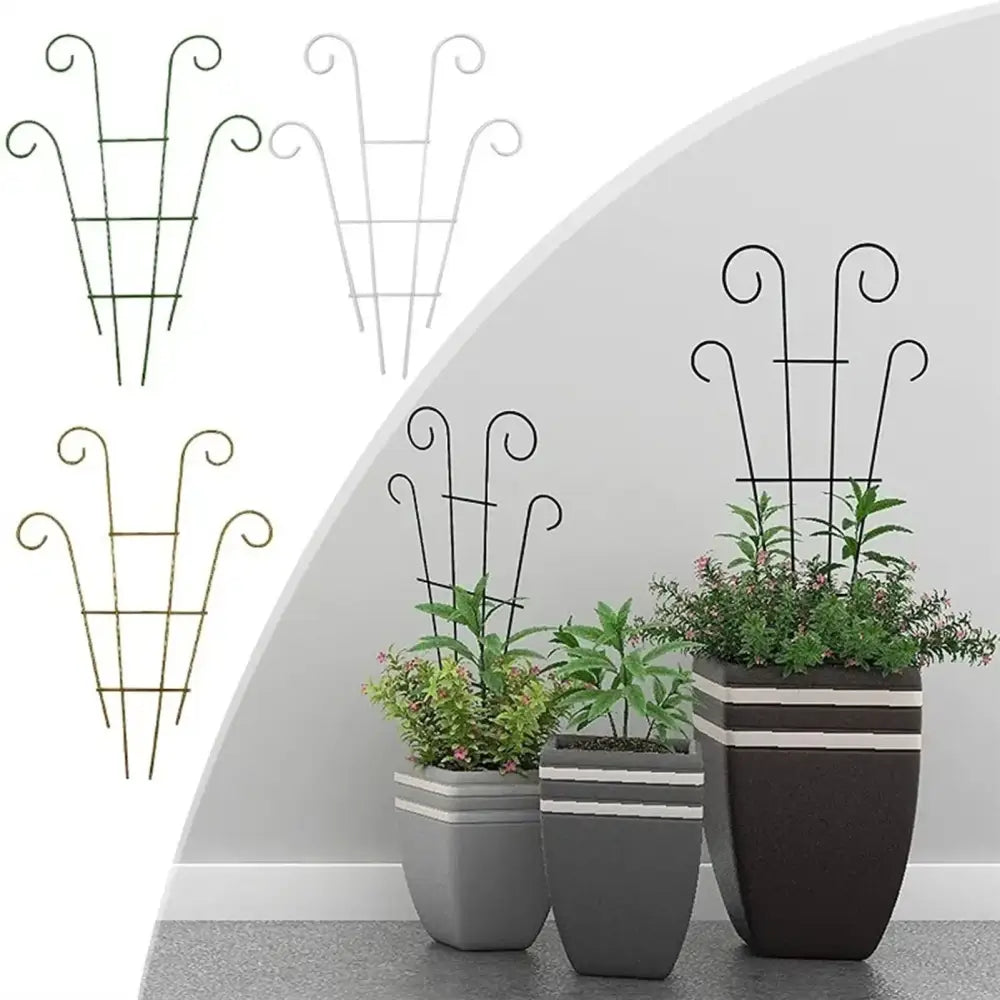 Ornate black wrought iron metal garden plant stand garden trellis
