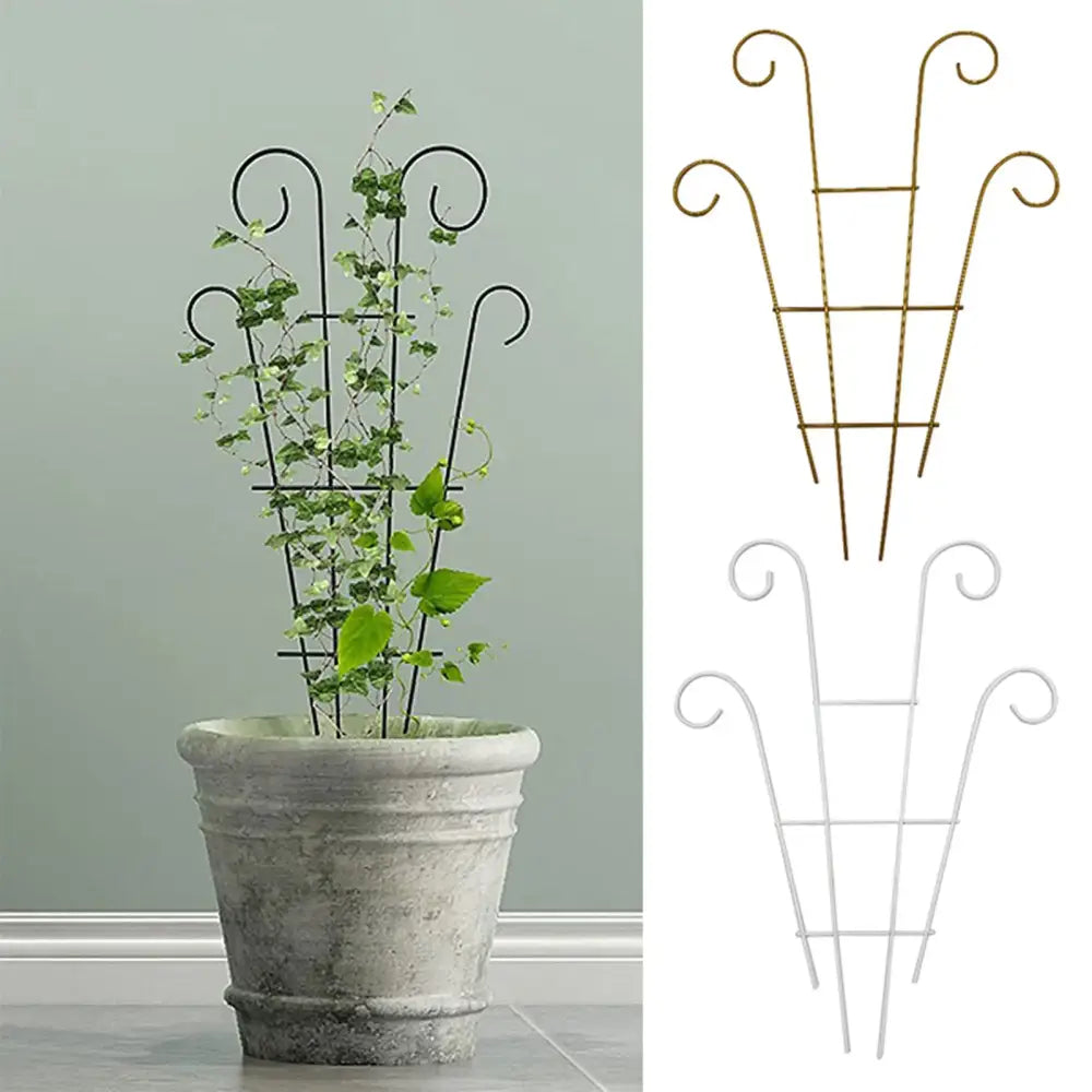 Ornate black wrought iron metal garden plant stand garden trellis