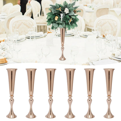 DecorBites™ Metal Golden Flower Stand Vase Candle Holder