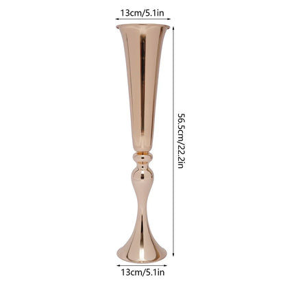 DecorBites™ Metal Golden Flower Stand Vase Candle Holder