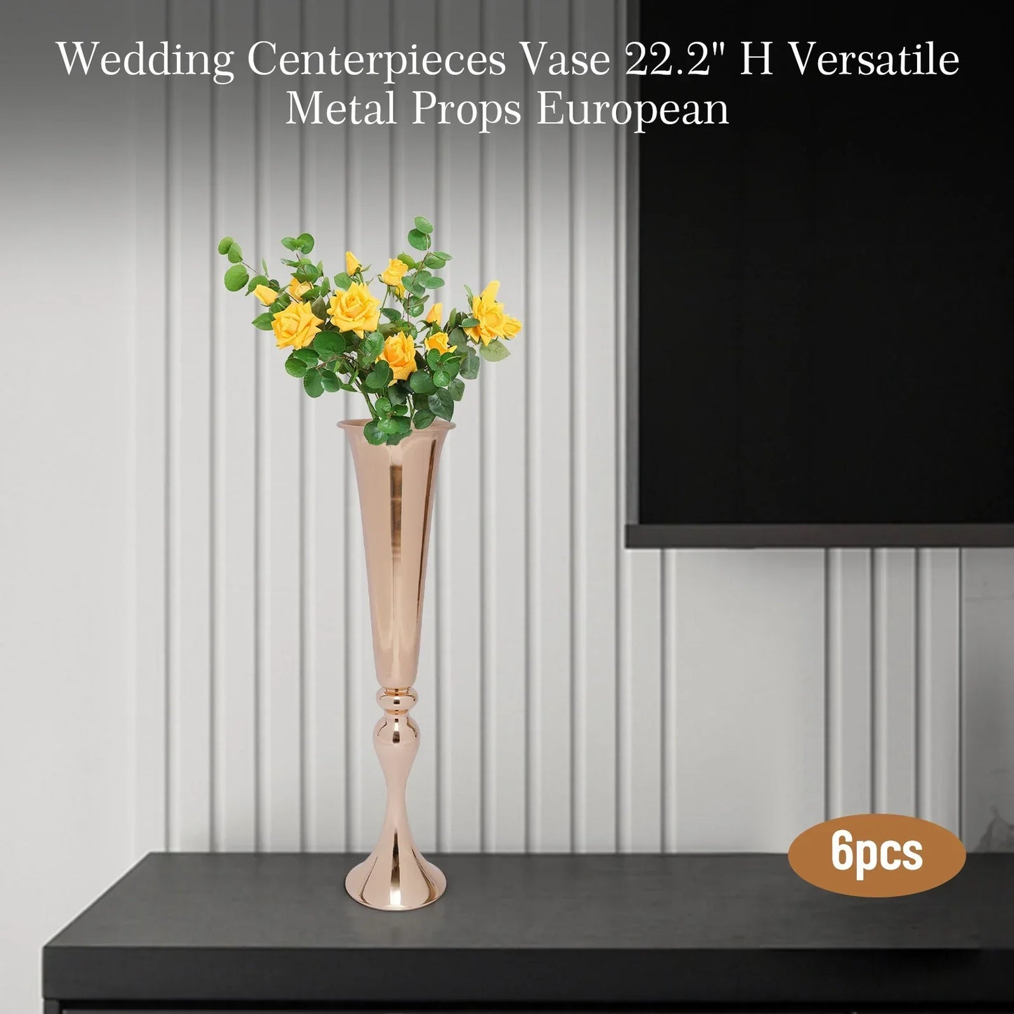 DecorBites™ Metal Golden Flower Stand Vase Candle Holder