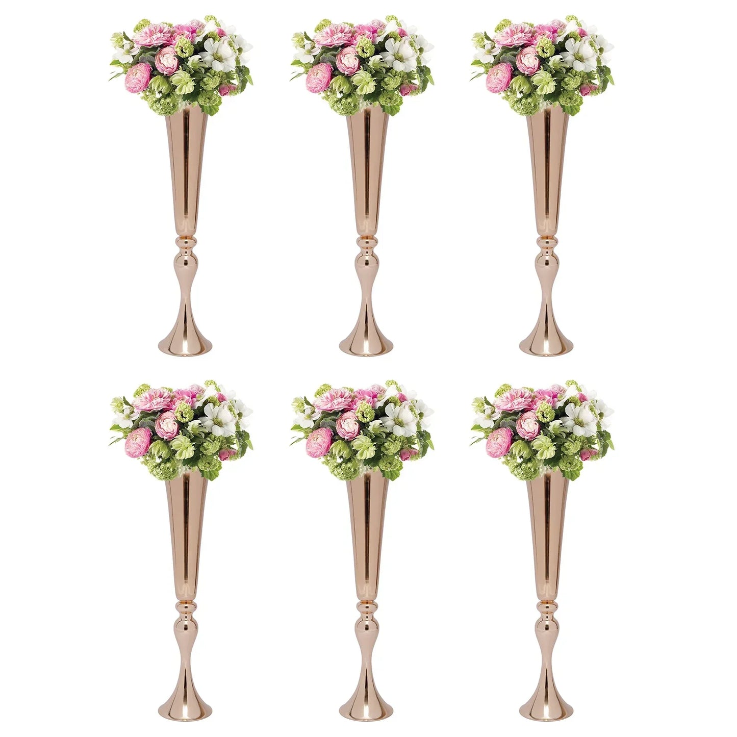 DecorBites™ Metal Golden Flower Stand Vase Candle Holder