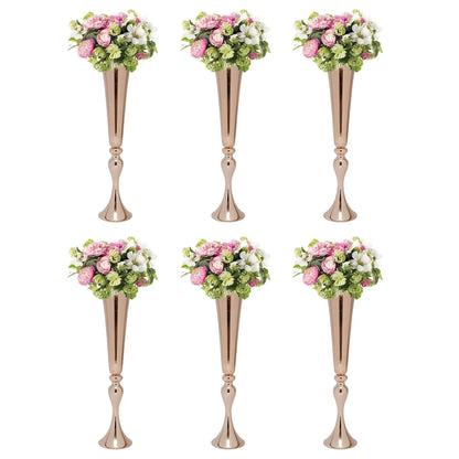 DecorBites™ Metal Golden Flower Stand Vase Candle Holder