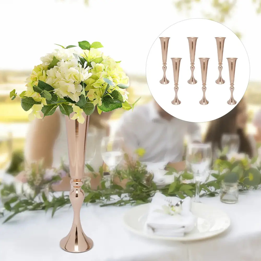 Elegant gold metal flower stand vase candle holder for dining room