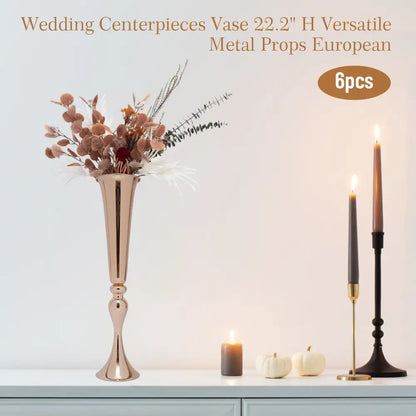 Elegant gold metal flower stand vase candle holder for dining room
