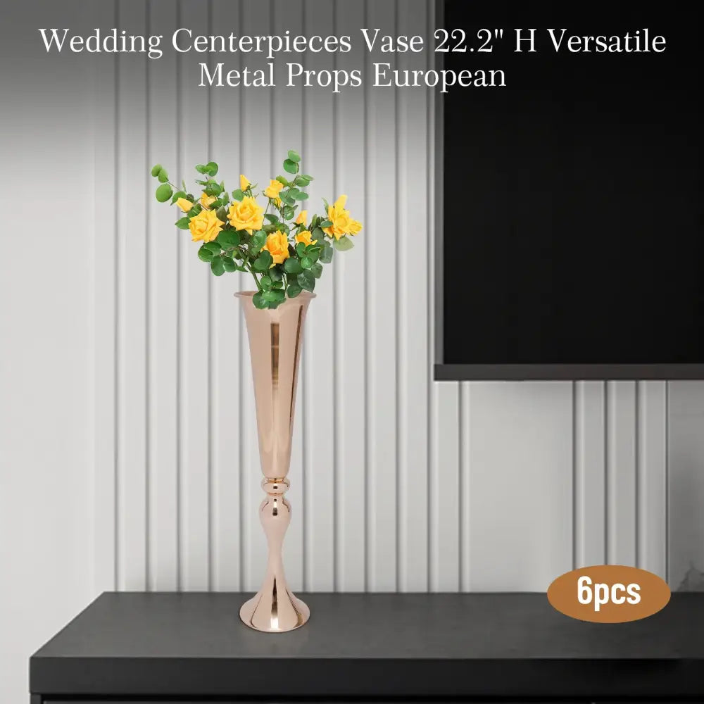 Elegant gold metal flower stand vase candle holder for dining room