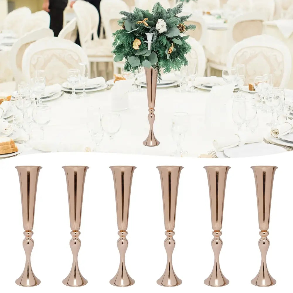 Elegant gold metal flower stand vase candle holder for dining room