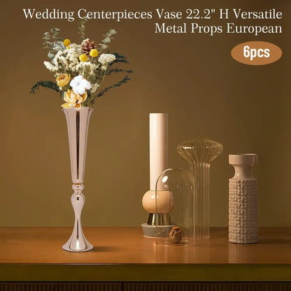 Elegant gold metal flower stand vase candle holder for dining room