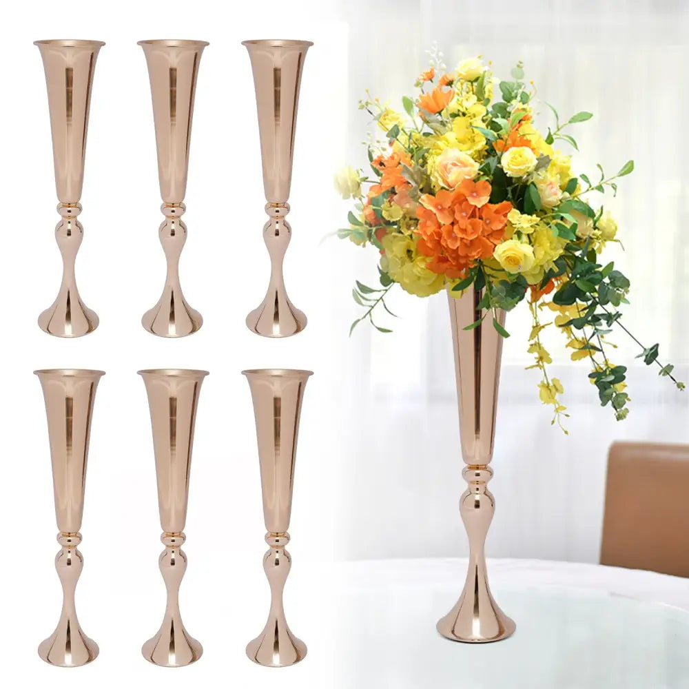 Elegant gold metal flower stand vase candle holder for dining room