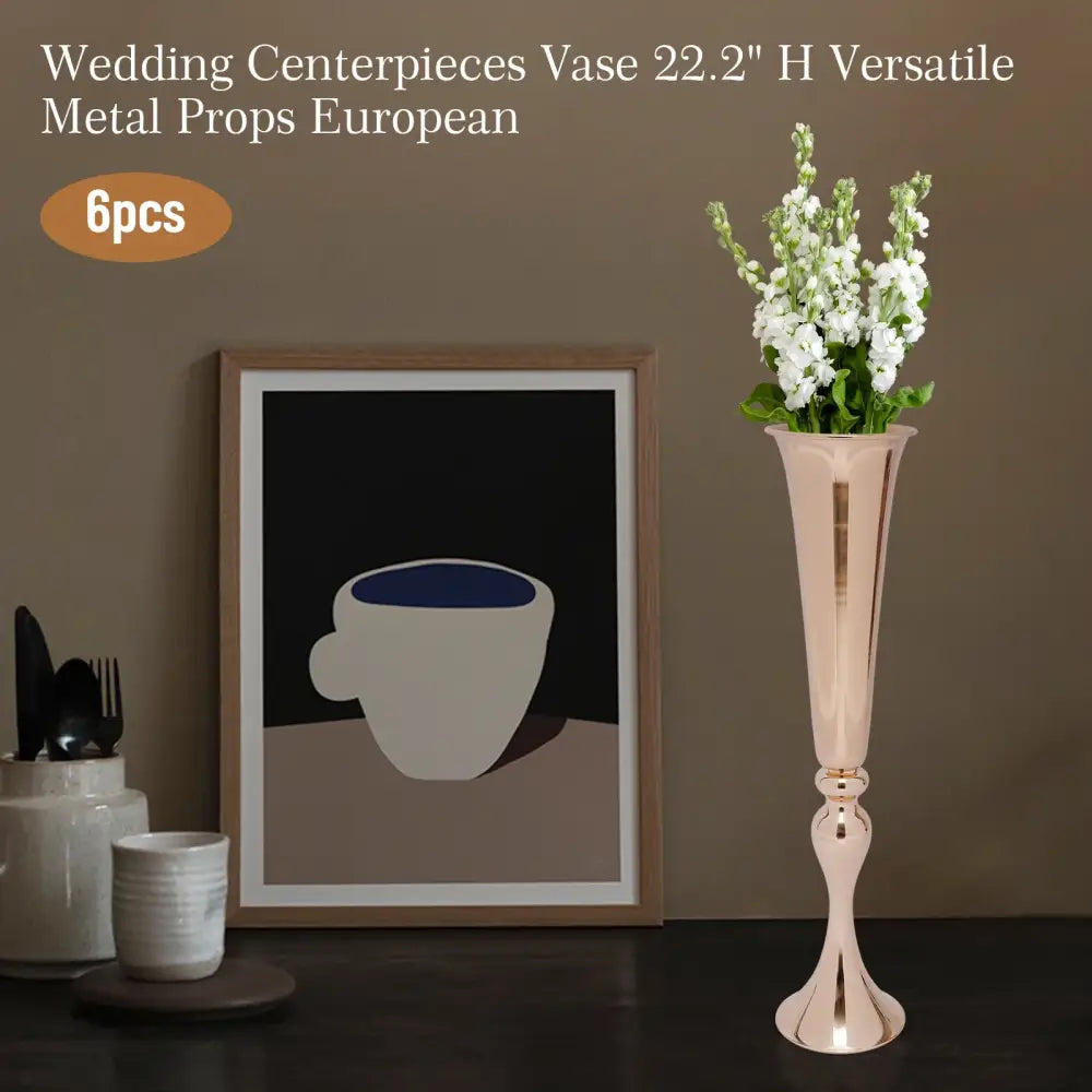 Elegant gold metal flower stand vase candle holder for dining room