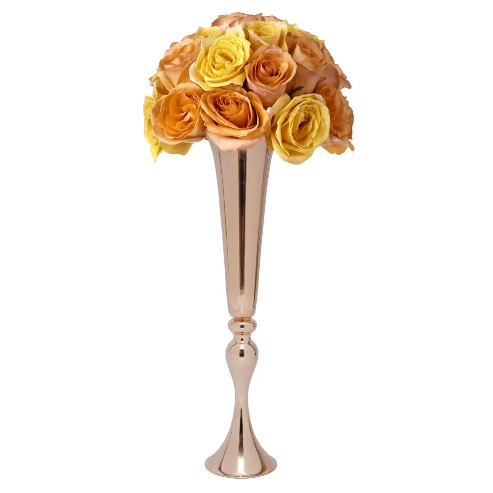 Elegant gold metal flower stand vase candle holder for dining room