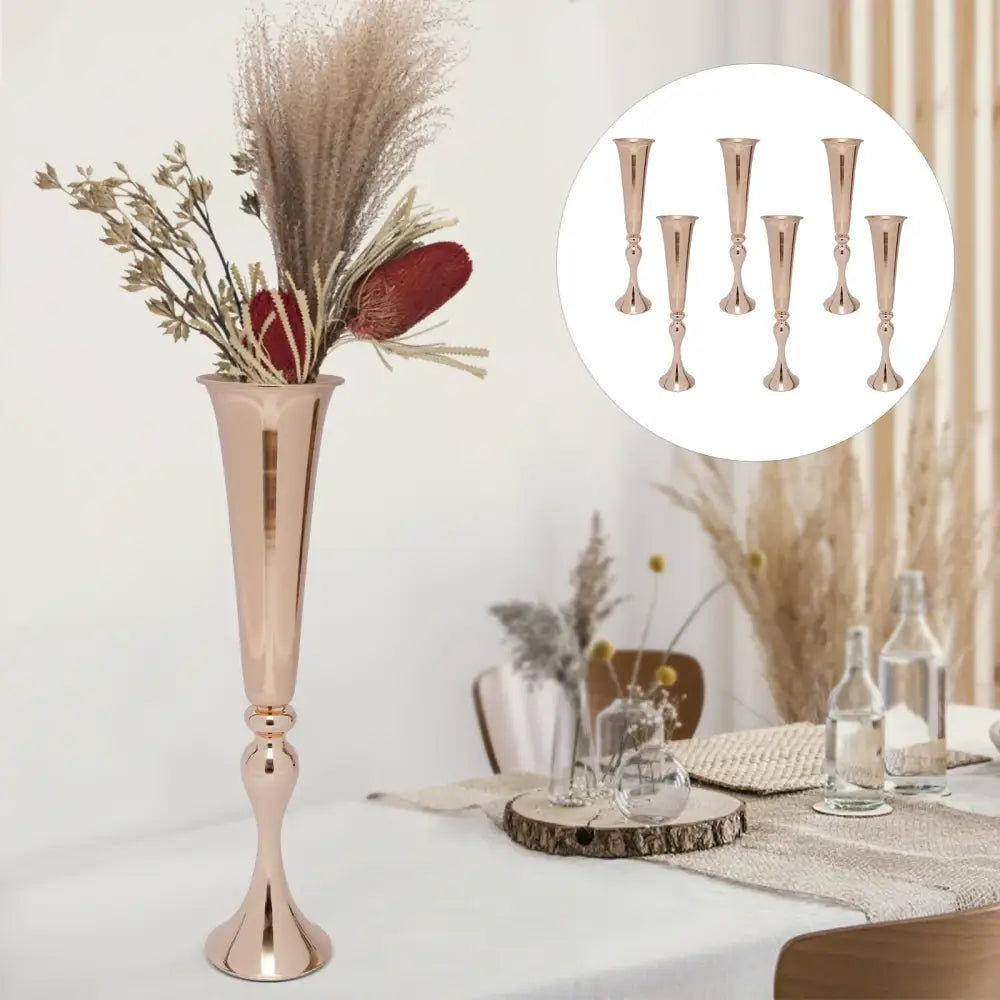 Elegant gold metal flower stand vase candle holder for dining room