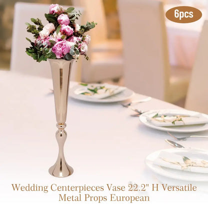 Elegant gold metal flower stand vase candle holder for dining room
