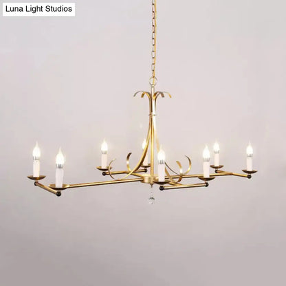 Antique brass metal island chandelier traditional candle dining room