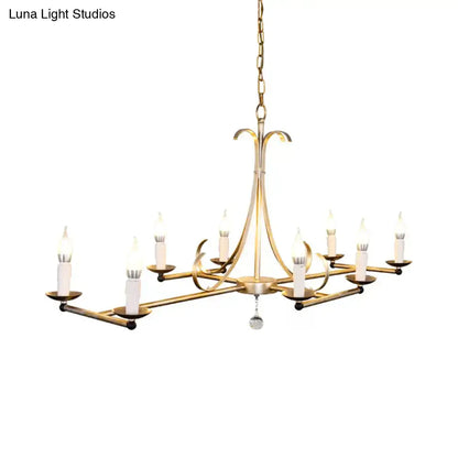 Antique brass metal island chandelier traditional candle dining room