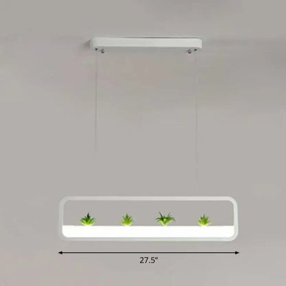 Modern black metal led hanging light with succulents for dining room