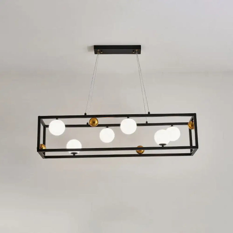 Industrial black & gold pendant light with milk glass shade dining room