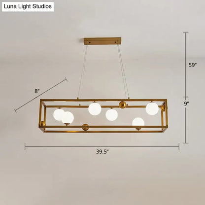 Industrial black & gold pendant light with milk glass shade dining room