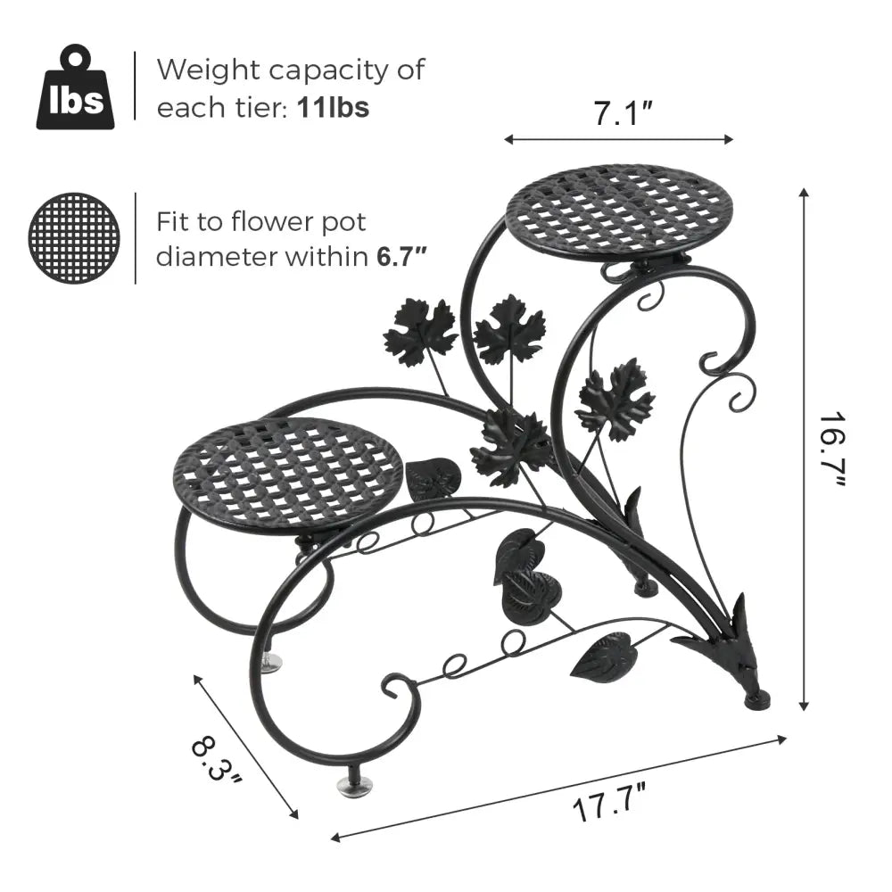 Floral white metal plant stand three tier living room flower rack
