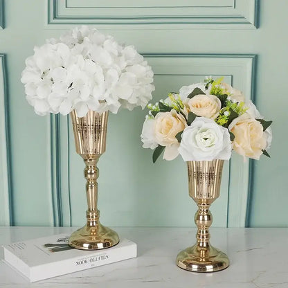 Elegant gold metal trumpet vase dining room wedding centerpiece decor