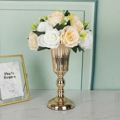 Elegant gold metal trumpet vase dining room wedding centerpiece decor